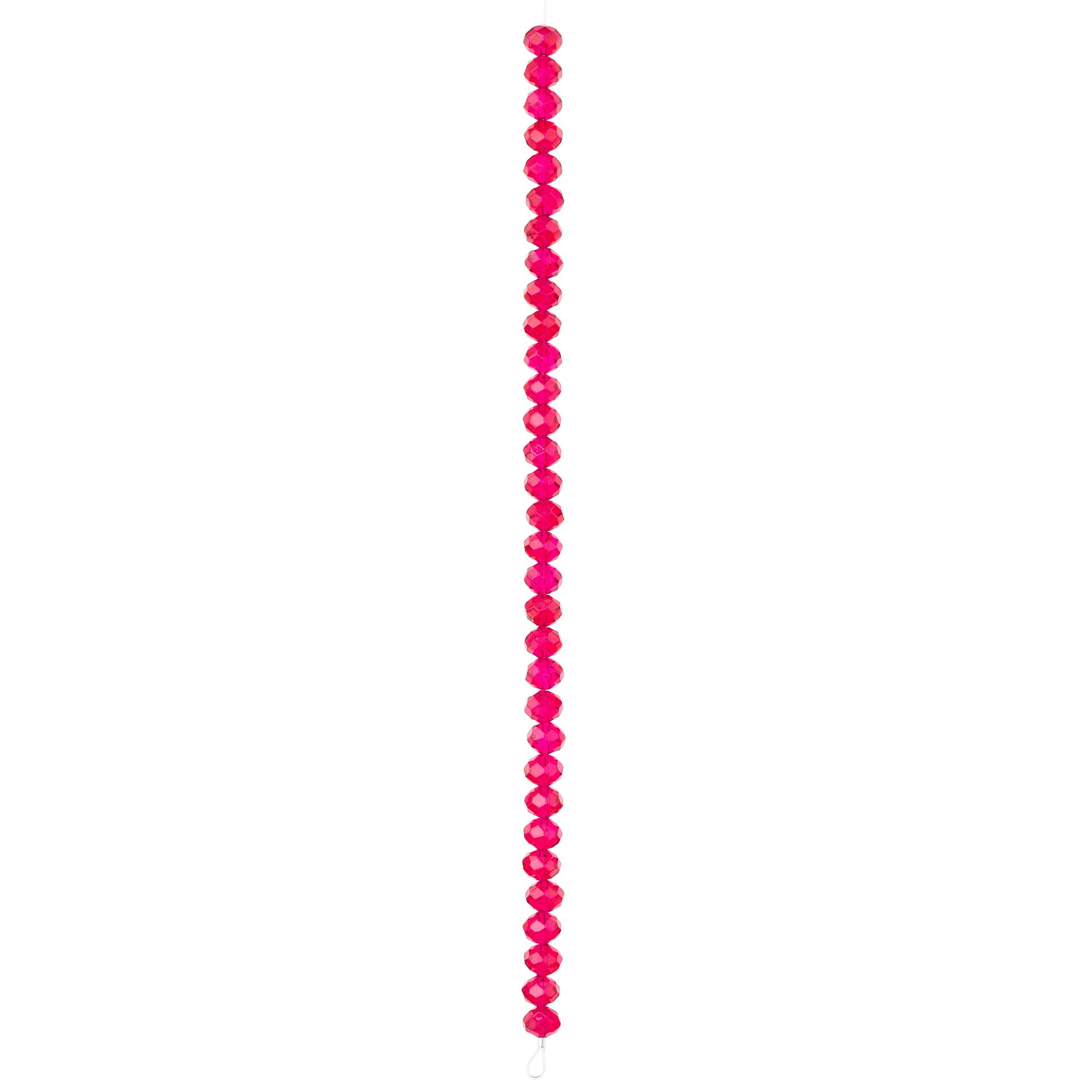 Fuchsia Faceted Glass Rondelle Beads, 8mm by Bead Landing™